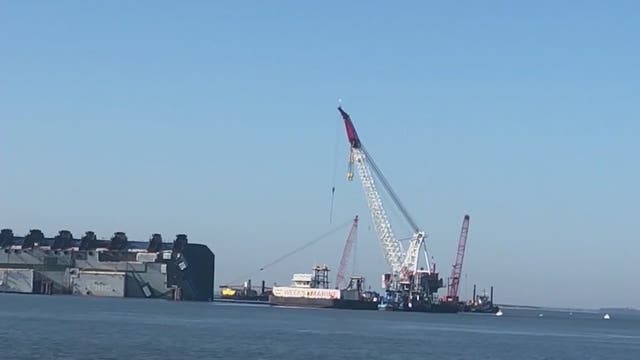 Days of cleanup after shipwreck oil leak fouls Georgia beach