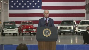 President Biden says future of vehicles is electric during Dearborn visit to see F-150 Lightning