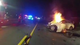 Sandy Springs police rescue man from burning car