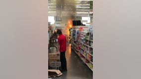 Teens light fireworks display inside Hy-Vee in Eagan, Minnesota