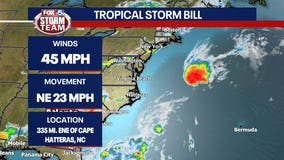Tropical Storm Bill forms off coast of North Carolina