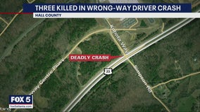2 adults, 1 child killed in wrong-way crash in Hall County