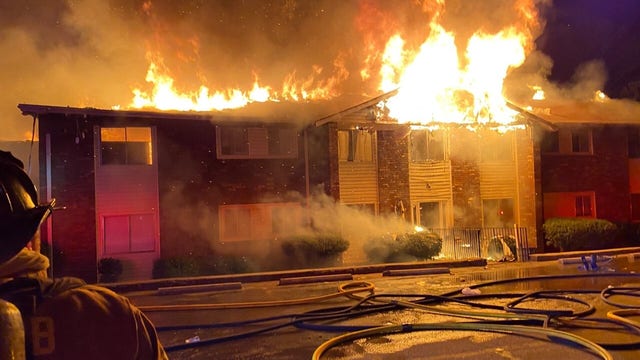 Dozens displaced after fire rips through apartment building in DeKalb County