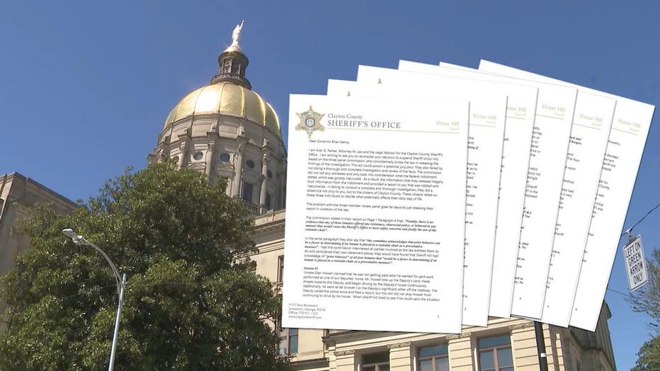 Alan Parker, legal advisor for the Clayton County Sheriff's Office, sent a letter to Georgia Gov. Brian Kemp urging him to reconsider Sheriff Victor Hill's suspension.