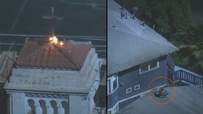 Man lights church cross on fire; jumps from rooftop to rooftop in attempt to evade police