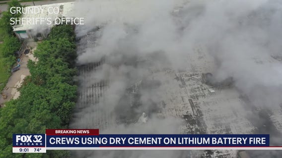 Morris industrial fire: Crews use dry cement on lithium battery fire