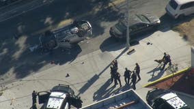 Police chase ends in rollover crash in Echo Park