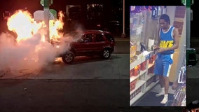 WATCH: Detroit police seek driver who crashed into gas pump while doing donuts, causing explosion and fire