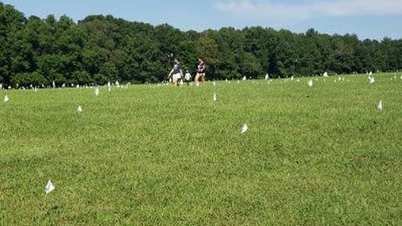 Field of flags to commemorate September 11th
