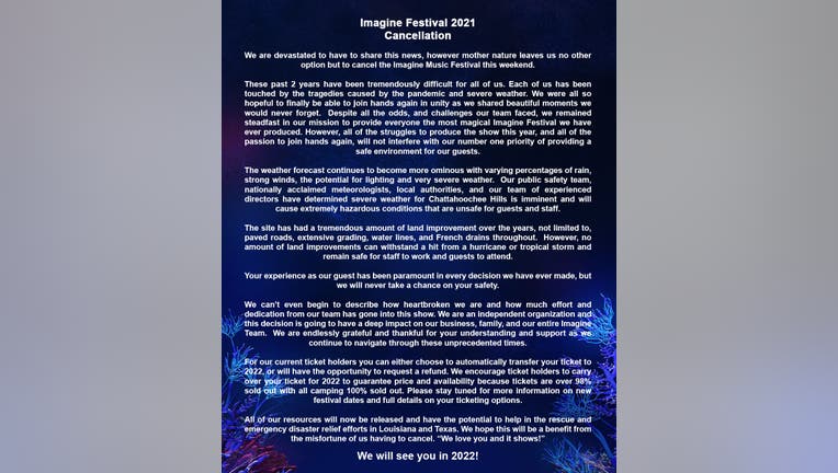 imagine cancelation announcement
