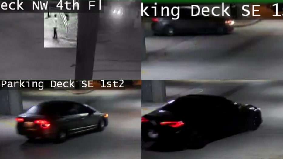Surveillance images released by Dalton police show a skateboarder and three cars in the parking deck next to the Whitfield County Courthouse during the early morning hours of Sept. 11, 2021.
