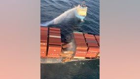 106 shipping containers floating in Pacific Ocean following bomb cyclone, cargo ship fire