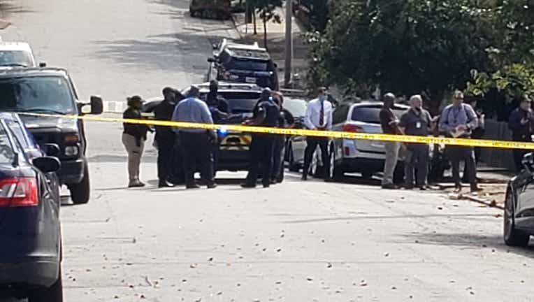 Police at the scene of a deadly double shooting on Howell Street NE in Atlanta's Old Fourth Ward. Police say one person was killed and a second taken to the hospital (FOX 5 Atlanta).