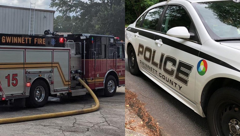 Gwinnett County Fire and Emergency Services, left, and Gwinnett County Police Department, right