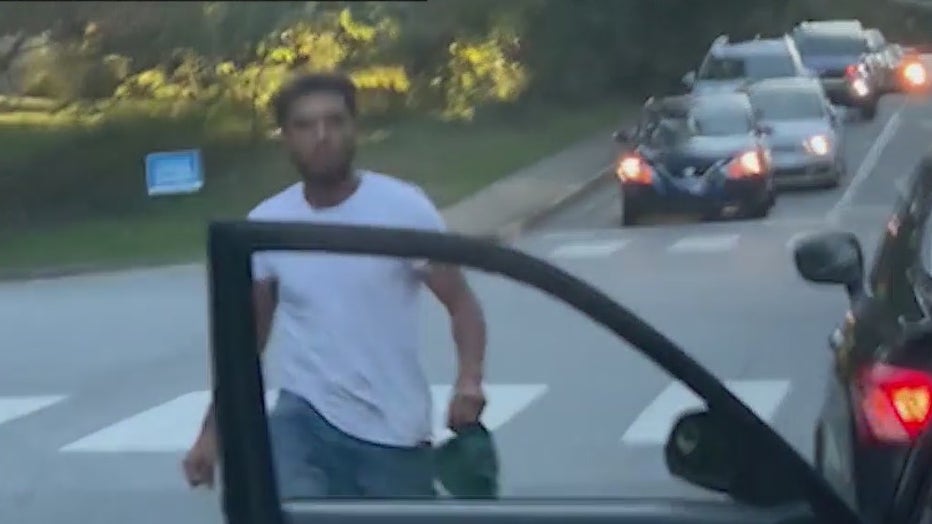 Alpharetta police are searching for this man wanted for attacking another driver.