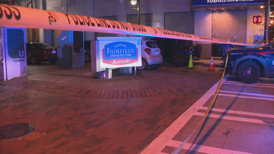 Police are investigating a shooting along Peachtree Street near Underground Atlanta on Oct. 9, 2021.