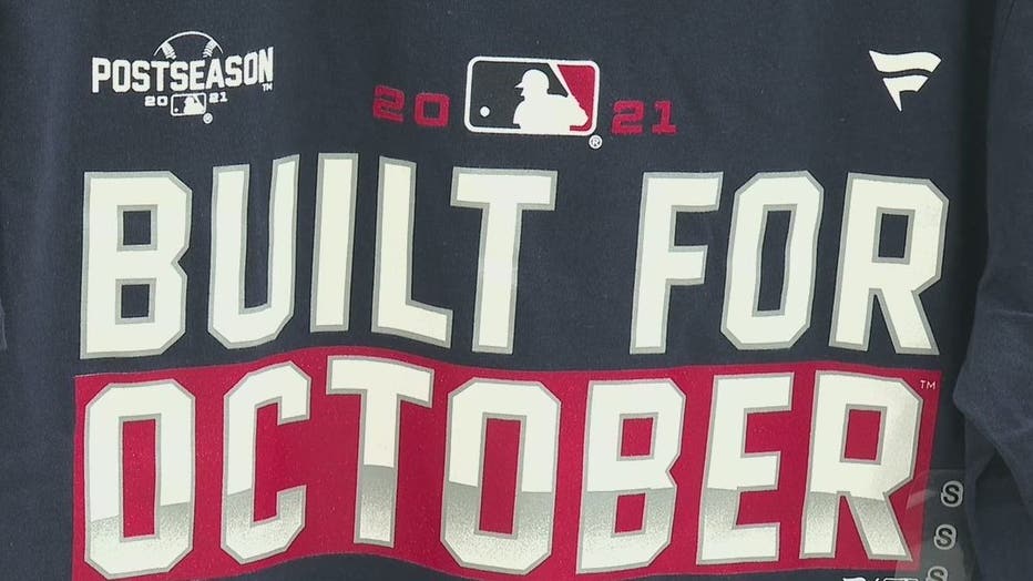 One of the Braves shirts available at Academy Sports and Outdoors after the team's fourth-straight NL East Title on Oct. 1, 2021.