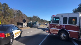 Tractor-trailer wreck closed lanes in both directions on I-20 in Covington