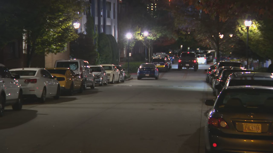 Police investigate a double fatality at a northeast Atlanta apartment complex on Nov. 22, 2021.