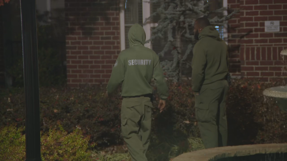 Police investigate a double fatality at a northeast Atlanta apartment complex on Nov. 22, 2021.