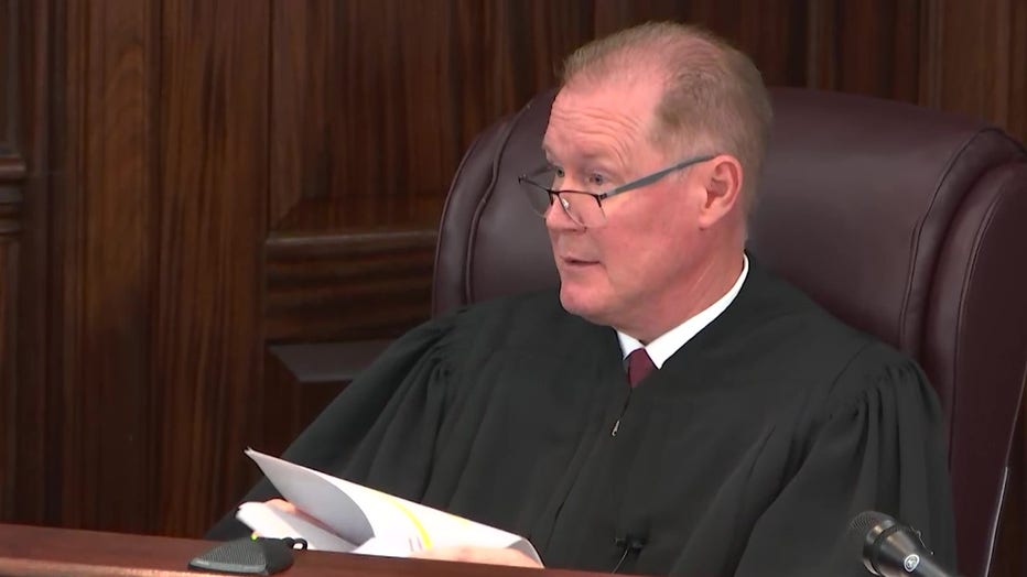 Superior Court Judge Timothy Walmsley addresses to the lawyers on both sides of the Ahmaud Arbery murder trial during a charging conference hearing on Friday, Nov. 19, 2021.