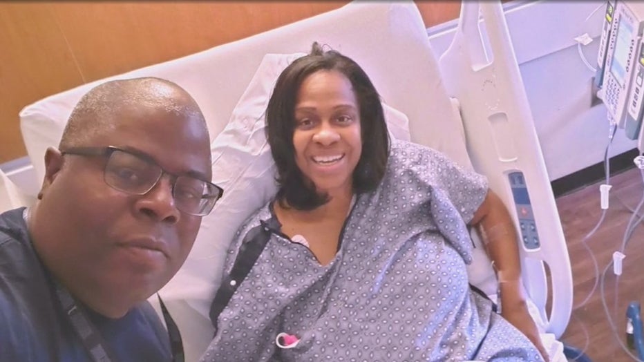 Aungelique and her husband Max at the hospital.