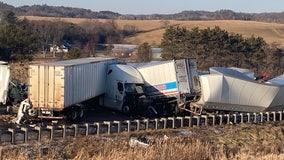 Jackson County I-94 pileup, multiple vehicles involved near Osseo