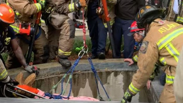 Atlanta firefighters rescue man who fell two-stories into air vent
