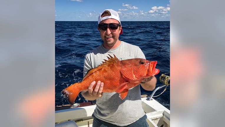 Matthew Parr now holds the North Carolina record for red hind. (N.C. Division of Marine Fisheries)