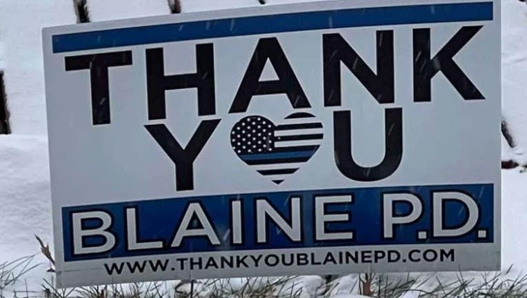 Thank You Blaine PD sign