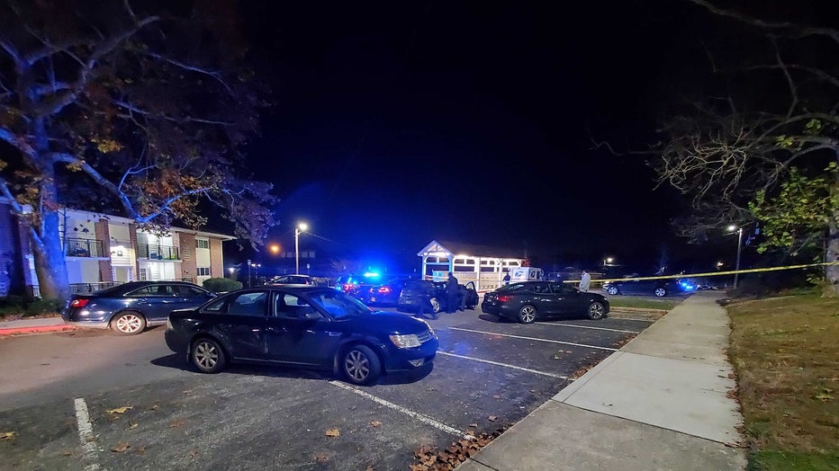 Police investigate a double shooting at northwest Atlanta apartment complex on Dec. 13, 2021.
