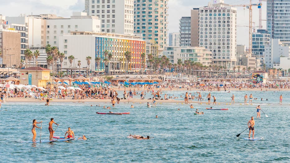 Cityscape from the beach of Tel Aviv, Israel