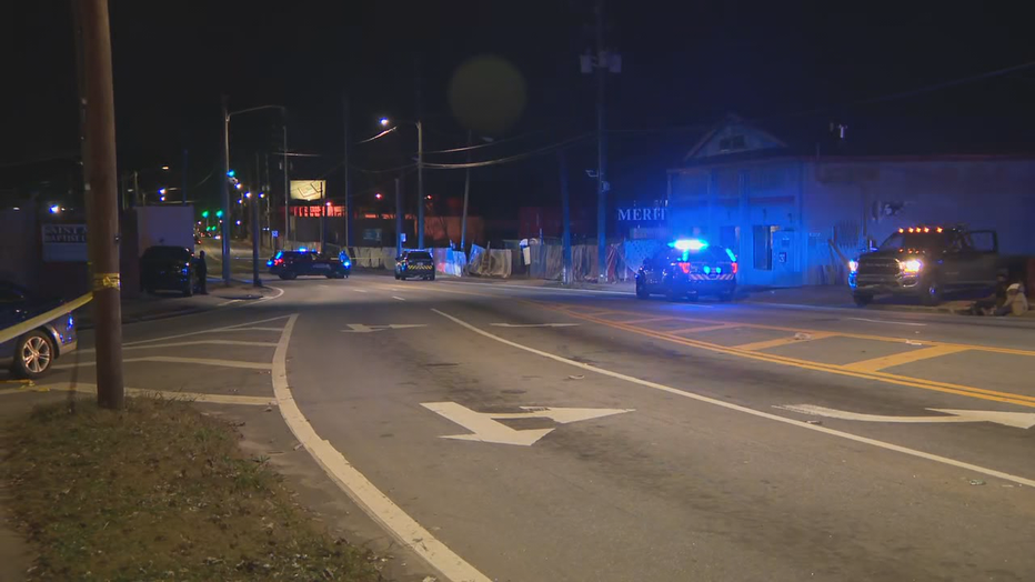 Police investigate a shooting in northwest Atlanta on Dec. 12, 2021.