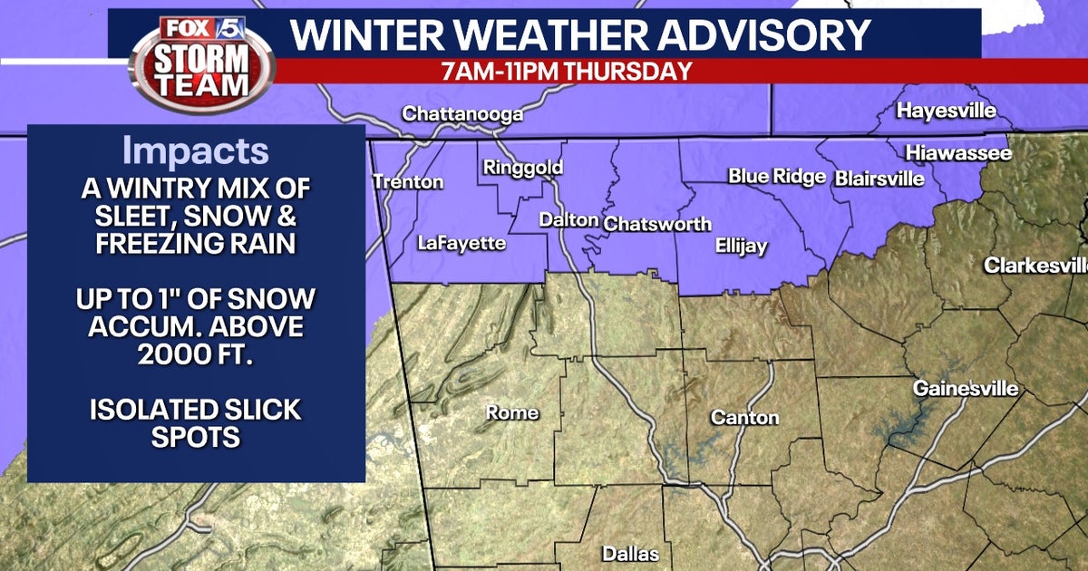 Winter Weather Advisory issued for extreme north Georgia ahead of ...