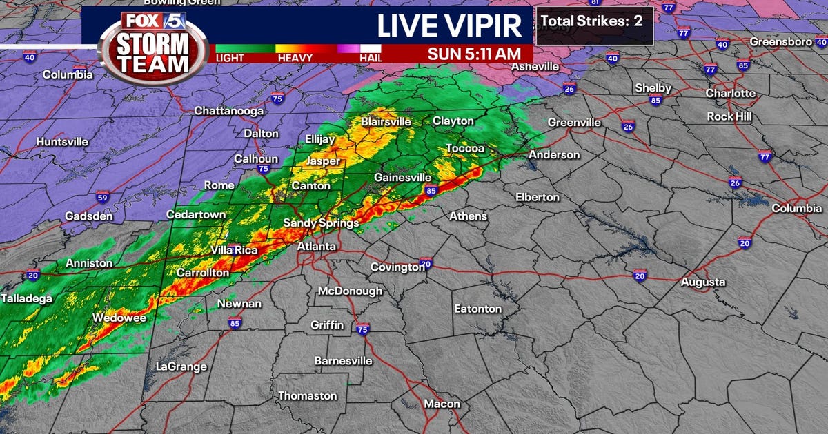 Heavy rain moving through Atlanta, severe weather risk low | FOX 5 Atlanta