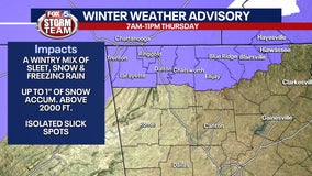 Winter Weather Advisory issued for extreme north Georgia ahead of Thursday's front