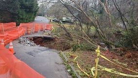 Heavy rains causes partial road collapse in Stonecrest