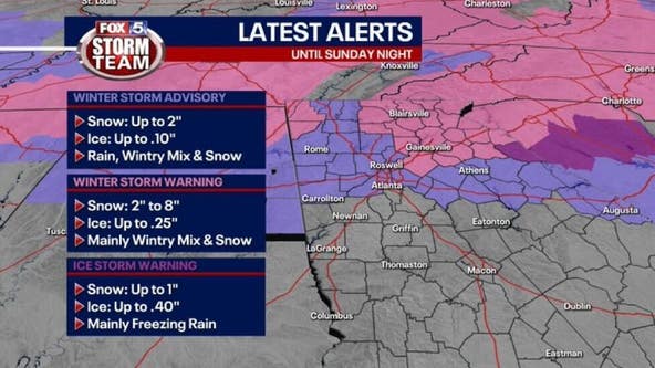 Winter Storm Warning issued ahead of possible snow, ice, and rain for North Georgia
