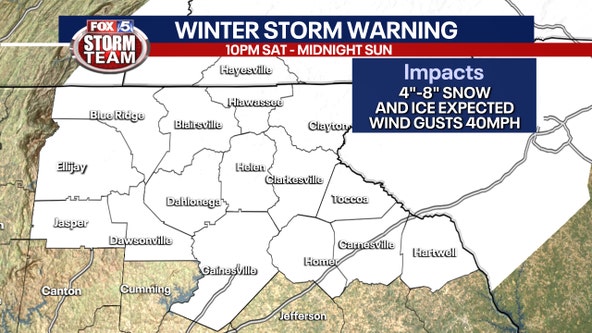 Winter Storm Warning in North Georgia ahead of potential snow, ice, wintry mix