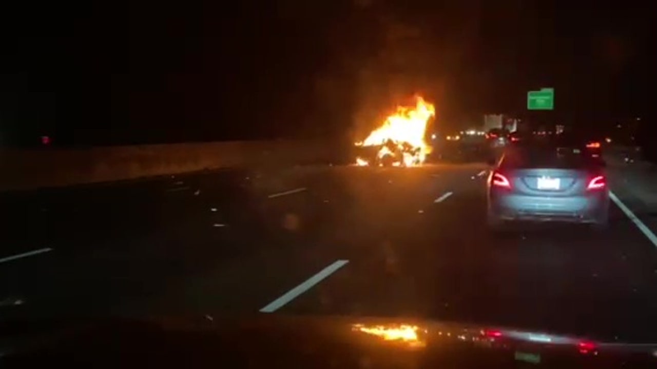 Fiery multi-vehicle crash shuts down I-285 in DeKalb County