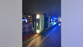 Hit and run suspect hospitalized after flipping car on Duluth road