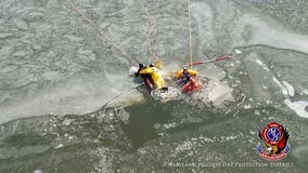 Watch: Firefighters rescue teens from frozen lake