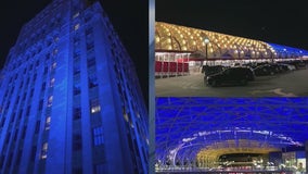 Atlanta building, airport lights display solidarity with Ukraine