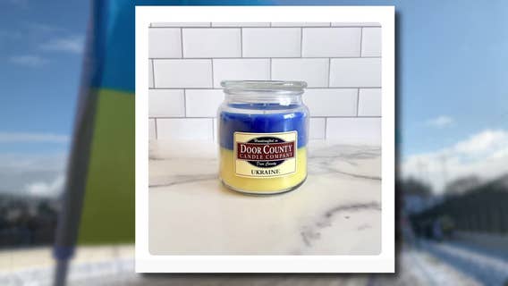Ukraine candle from Door County Candle Company; 'People just want to help'