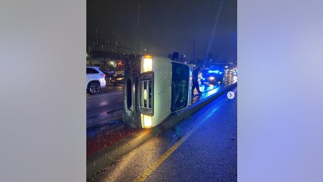 Hit and run suspect hospitalized after flipping car on Duluth road