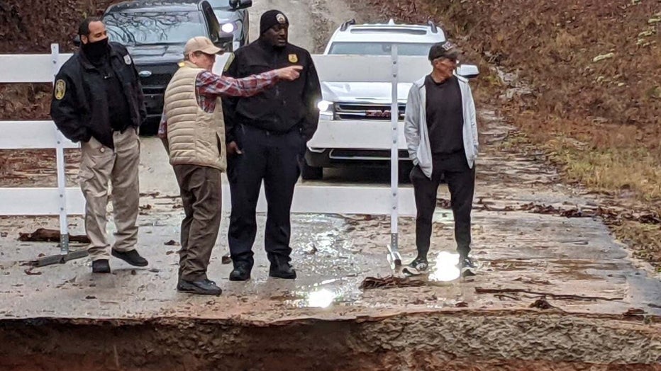 A bridge was washed out following heavy rains in Henry County on Jan 4, 2022.