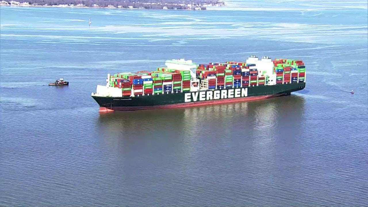 Bid underway to refloat cargo ship aground in Chesapeake Bay