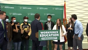 Gov. DeSantis tells masked students at Tampa press conference, ‘Please take those off’