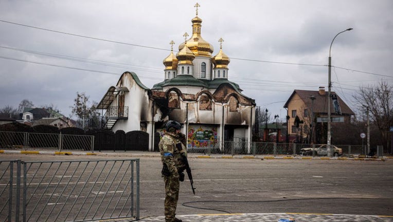 Ukrainian soldier at post