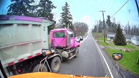Video: Tractor-trailer swerves, narrowly misses Ohio school bus after brakes fail
